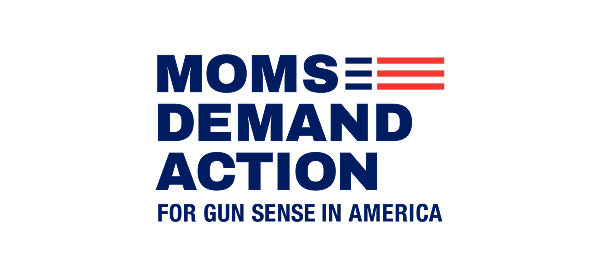 Moms Demand Action for Gun Sense in America Logo in Navy Blue letters